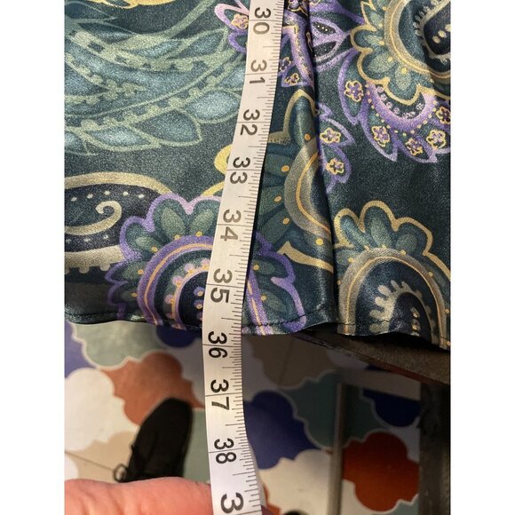 Morgan Taylor Green Paisley Satin Sleeveless Sheath Nightgown Sz 2X - Picture 9 of 9